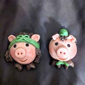 Dough art wall hanging piglet set